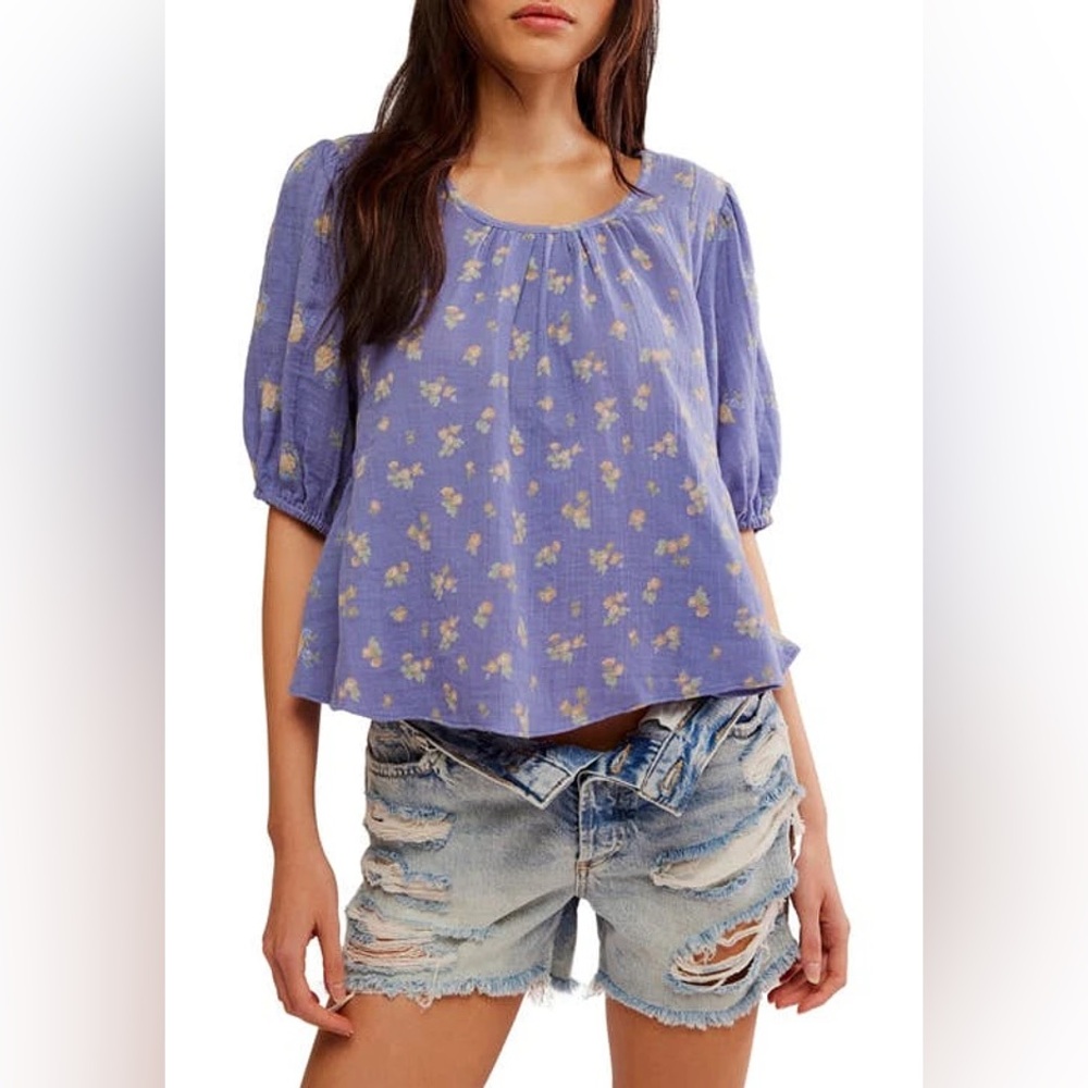 FREE PEOPLE Chloe Floral Cutout Top